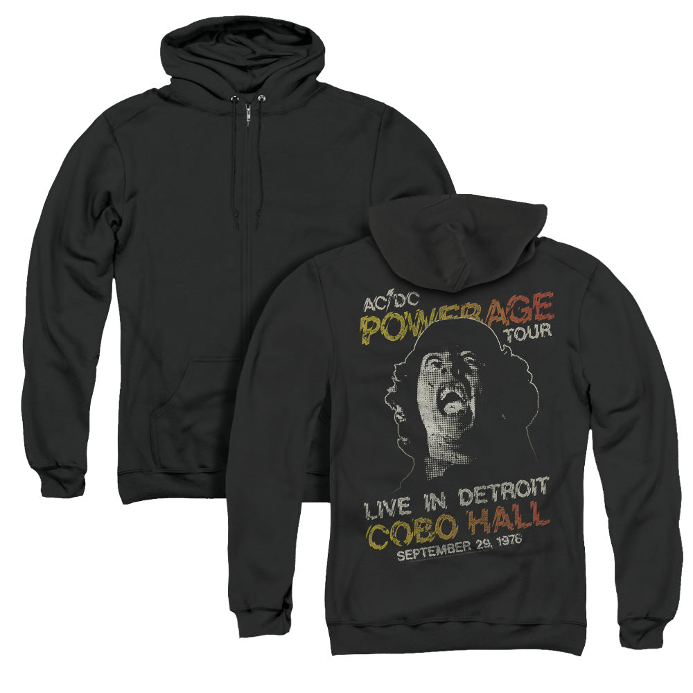 AC/DC Powerage Tour Back Print Zipper Mens Hoodie Black T-Shirts, Sweatshirt | CiraTrend.com (Image 1)
