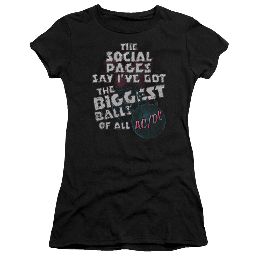 AC/DC Big Balls Junior Sheer Cap Sleeve Womens T Shirt Black Hoodie, Sweatshirt | CiraTrend.com