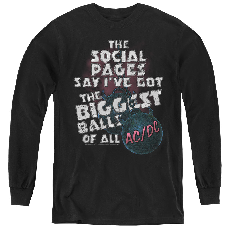 AC/DC Big Balls Long Sleeve Kids Youth T Shirt Black Hoodie, Sweatshirt | CiraTrend.com