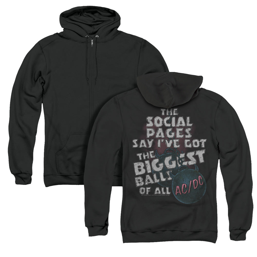 AC/DC Big Balls Back Print Zipper Mens Hoodie Black T-Shirts, Sweatshirt | CiraTrend.com (Image 1)