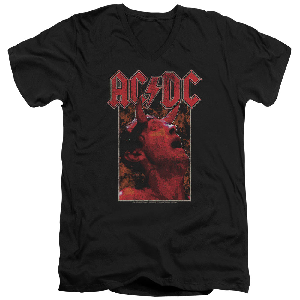 AC/DC Horns Mens Slim Fit V-Neck T Shirt Black Hoodie, Sweatshirt | CiraTrend.com
