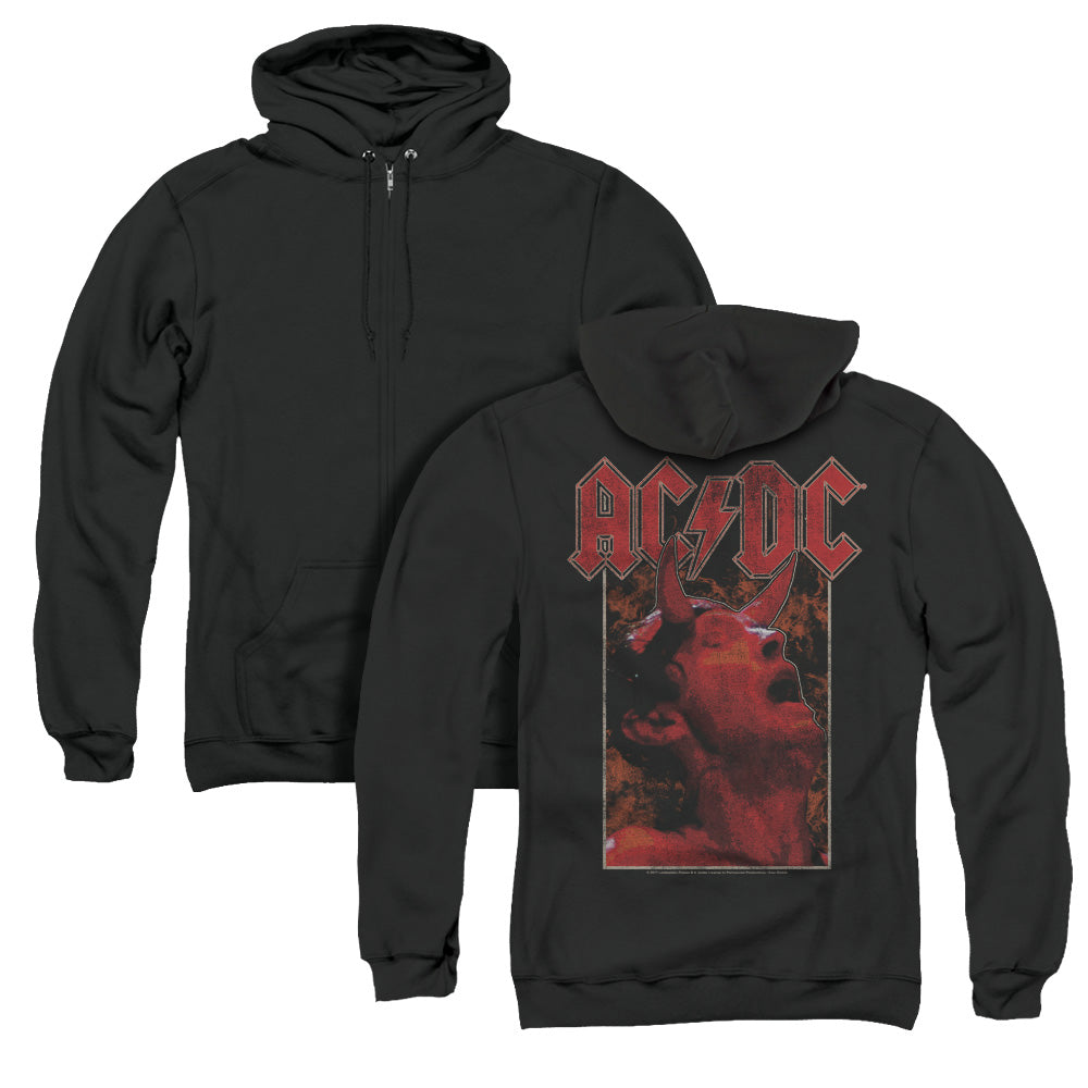 AC/DC Horns Back Print Zipper Mens Hoodie Black T-Shirts, Sweatshirt | CiraTrend.com (Image 1)