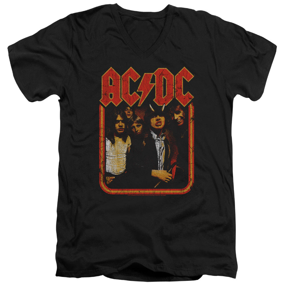 AC/DC Group Distressed Mens Slim Fit V-Neck T Shirt Black Hoodie, Sweatshirt | CiraTrend.com