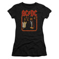 AC/DC Group Distressed Junior Sheer Cap Sleeve Womens T Shirt Black Hoodie, Sweatshirt | CiraTrend.com