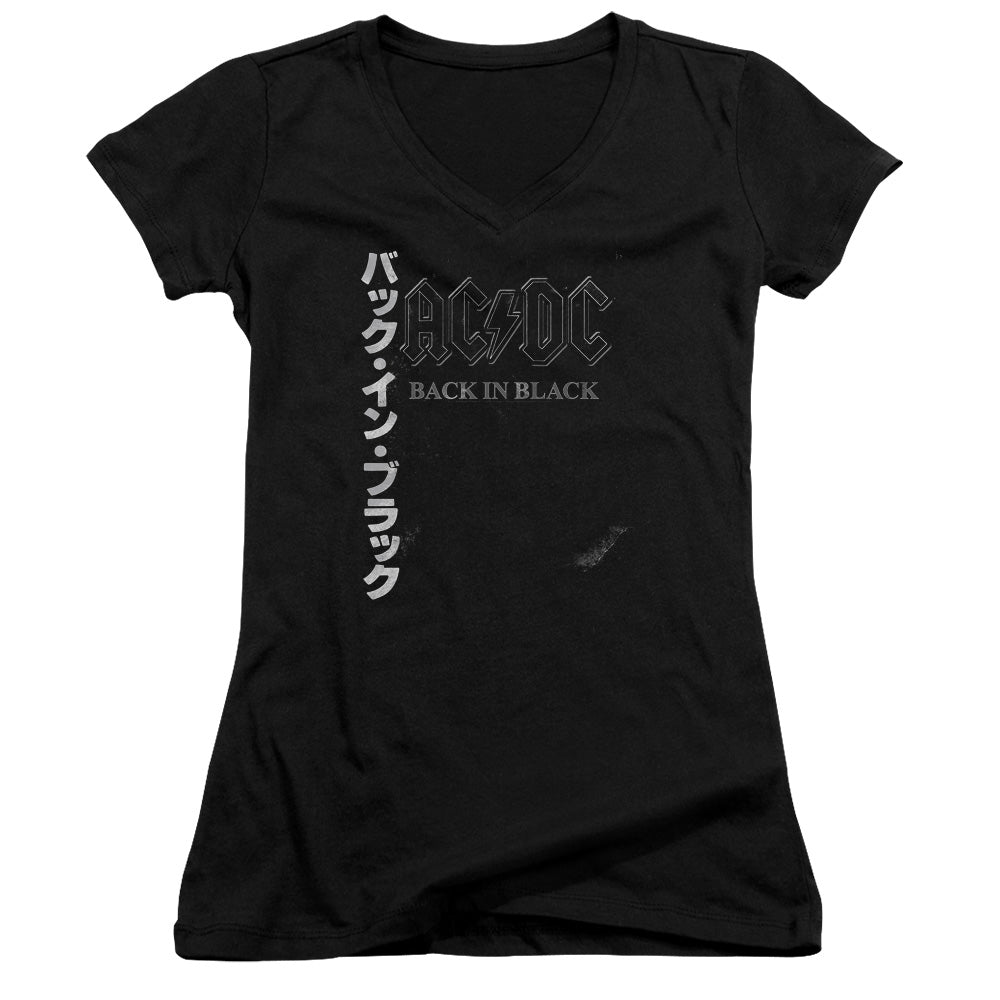 AC/DC Back In The Day Kanji Junior Sheer Cap Sleeve V-Neck Womens T Shirt Black Hoodie, Sweatshirt | CiraTrend.com