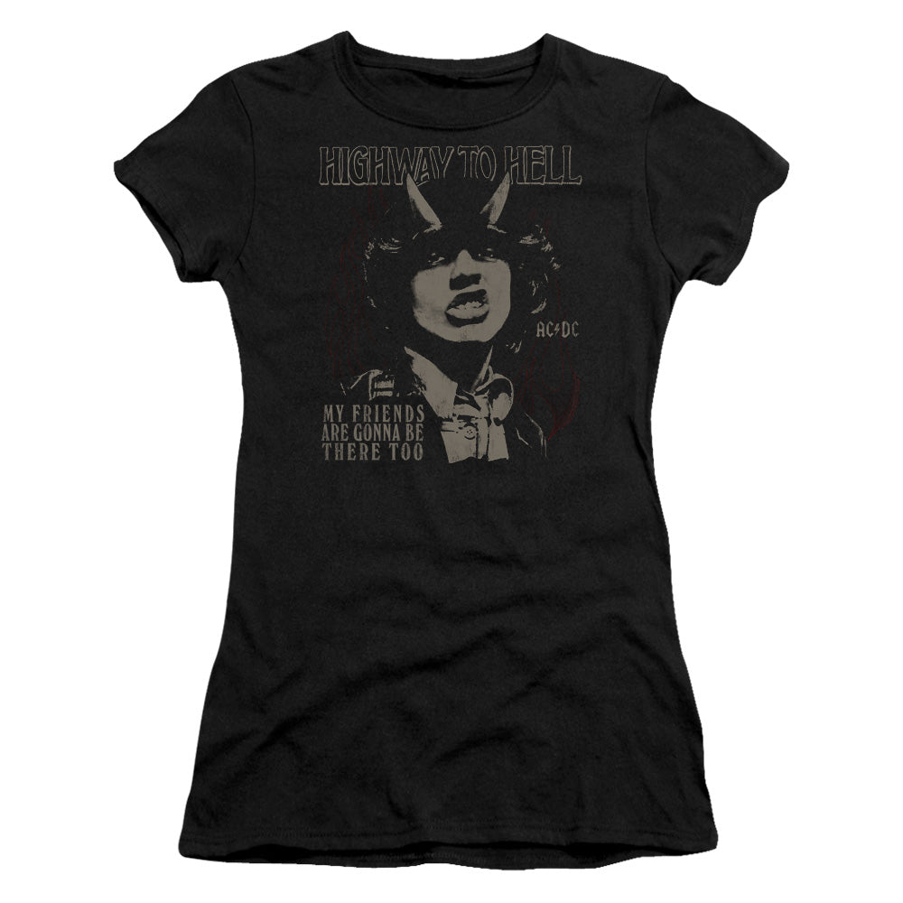 AC/DC My Friends Junior Sheer Cap Sleeve Womens T Shirt Black Hoodie, Sweatshirt | CiraTrend.com