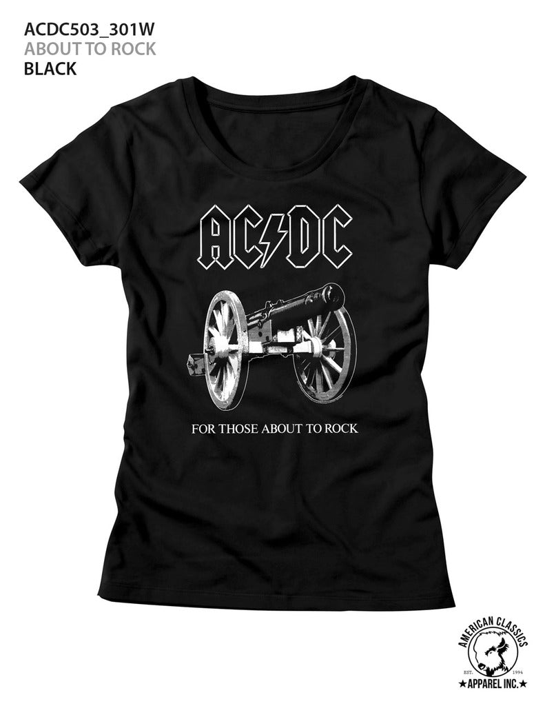 AC/DC Ladies S/S T-Shirt - About To Rock - Solid Black Hoodie, Sweatshirt | CiraTrend.com