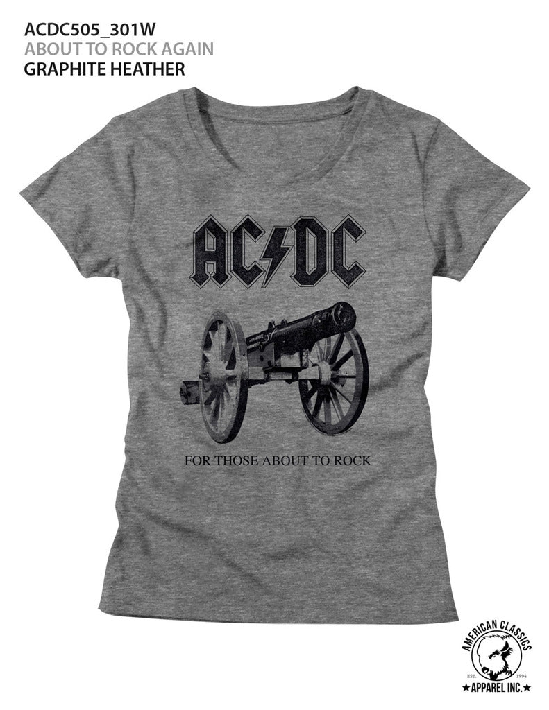 AC/DC Ladies S/S T-Shirt - About To Rock Again - Heather Graphite Heather Hoodie, Sweatshirt | CiraTrend.com