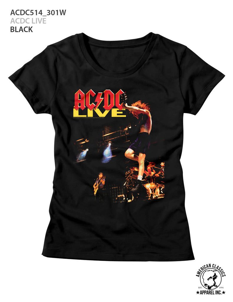AC/DC Ladies S/S T-Shirt - AC/DC Live - Solid Black Hoodie, Sweatshirt | CiraTrend.com