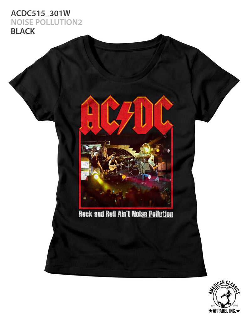AC/DC Ladies S/S T-Shirt - Noise Pollution 2 - Solid Black Hoodie, Sweatshirt | CiraTrend.com