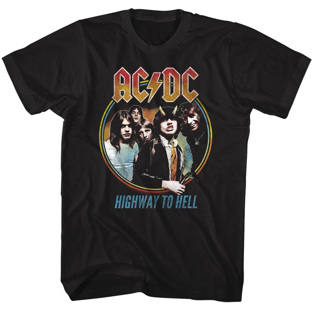 AC/DC Mens S/S T-Shirt - Highway To Hell Tricolor - Solid Black Hoodie, Sweatshirt | CiraTrend.com