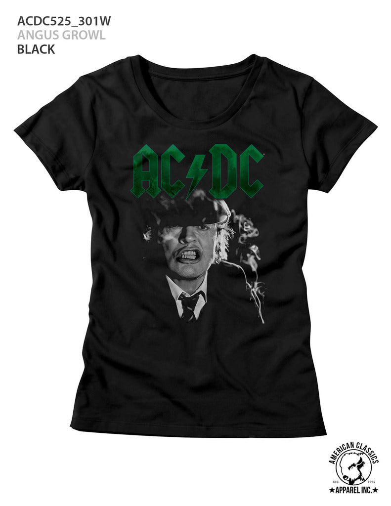 AC/DC Ladies S/S T-Shirt - Angus Growl - Solid Black Hoodie, Sweatshirt | CiraTrend.com