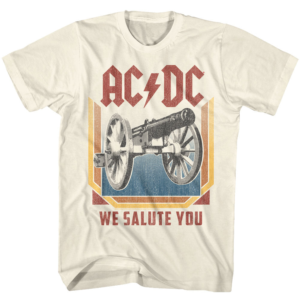 AC/DC Mens S/S T-Shirt - Salute - Solid Natural Hoodie, Sweatshirt | CiraTrend.com