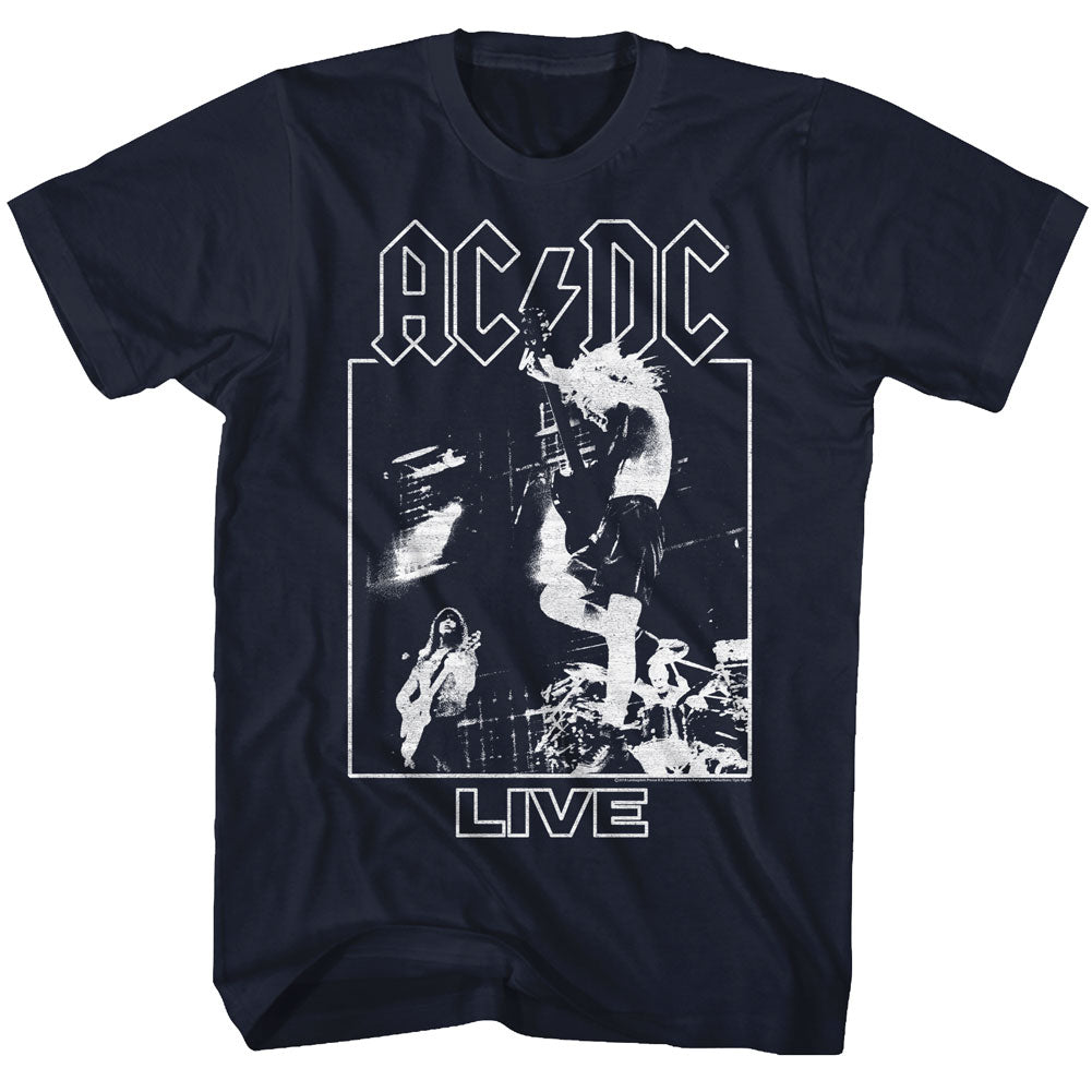 AC/DC Mens S/S T-Shirt - Live - Solid Navy Hoodie, Sweatshirt | CiraTrend.com