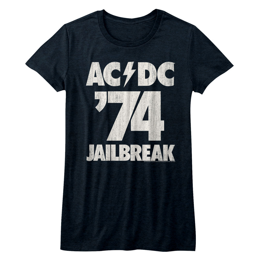AC/DC Girls Juniors S/S T-Shirt - Jailbreak - Heather Navy Heather Hoodie, Sweatshirt | CiraTrend.com