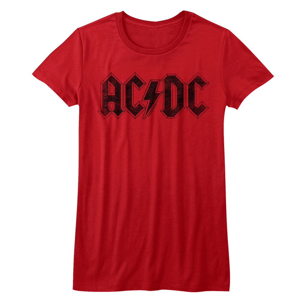 AC/DC Girls Juniors S/S T-Shirt - Logo - Solid Red Hoodie, Sweatshirt | CiraTrend.com