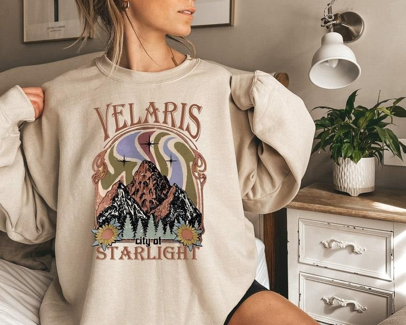 ACOTAR Velaris Hoodie and Sweater; T-shirt Cotton Womenswear Light Polyester Solid Tops Underwear Lady