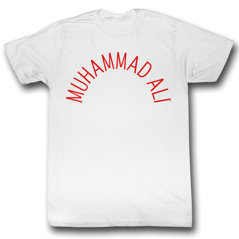 Muhammad Ali Mens S/S T-Shirt - Arch Text - Solid White Hoodie, Sweatshirt | CiraTrend.com