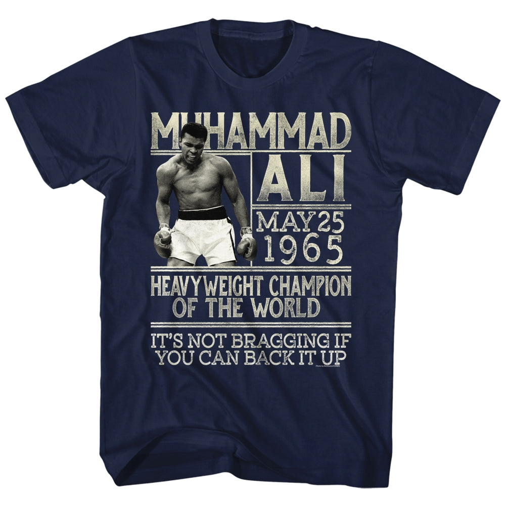 Muhammad Ali Mens S/S T-Shirt - Back It Up - Solid Navy Hoodie, Sweatshirt | CiraTrend.com