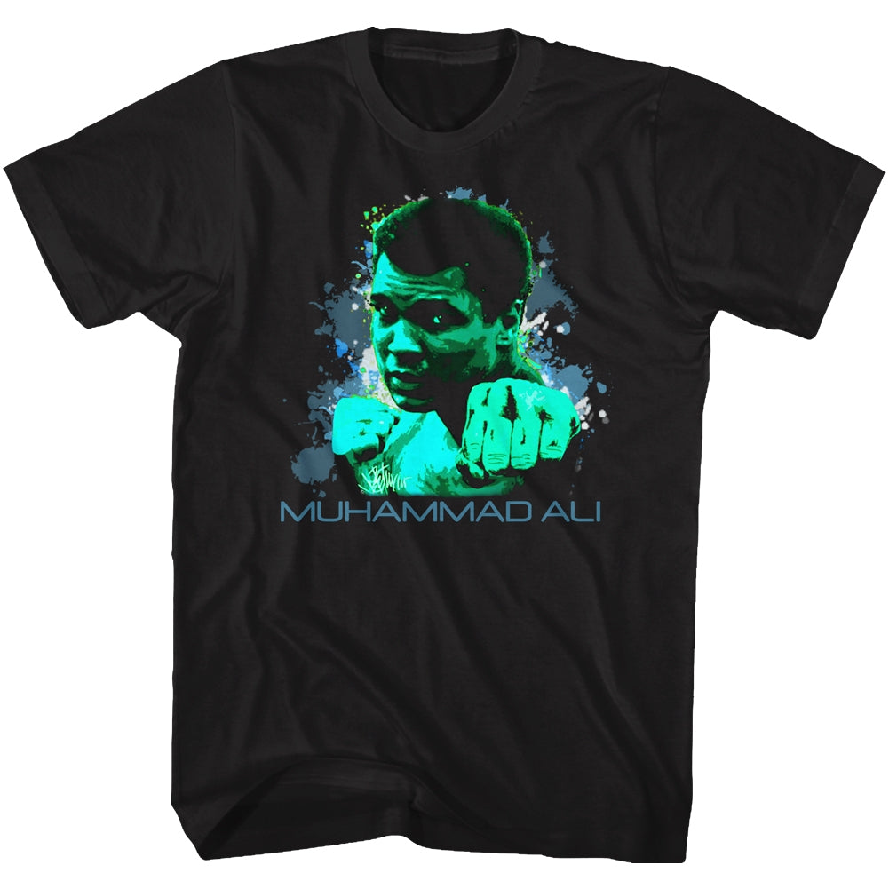 Muhammad Ali Mens S/S T-Shirt - Splatter House - Solid Black Hoodie, Sweatshirt | CiraTrend.com
