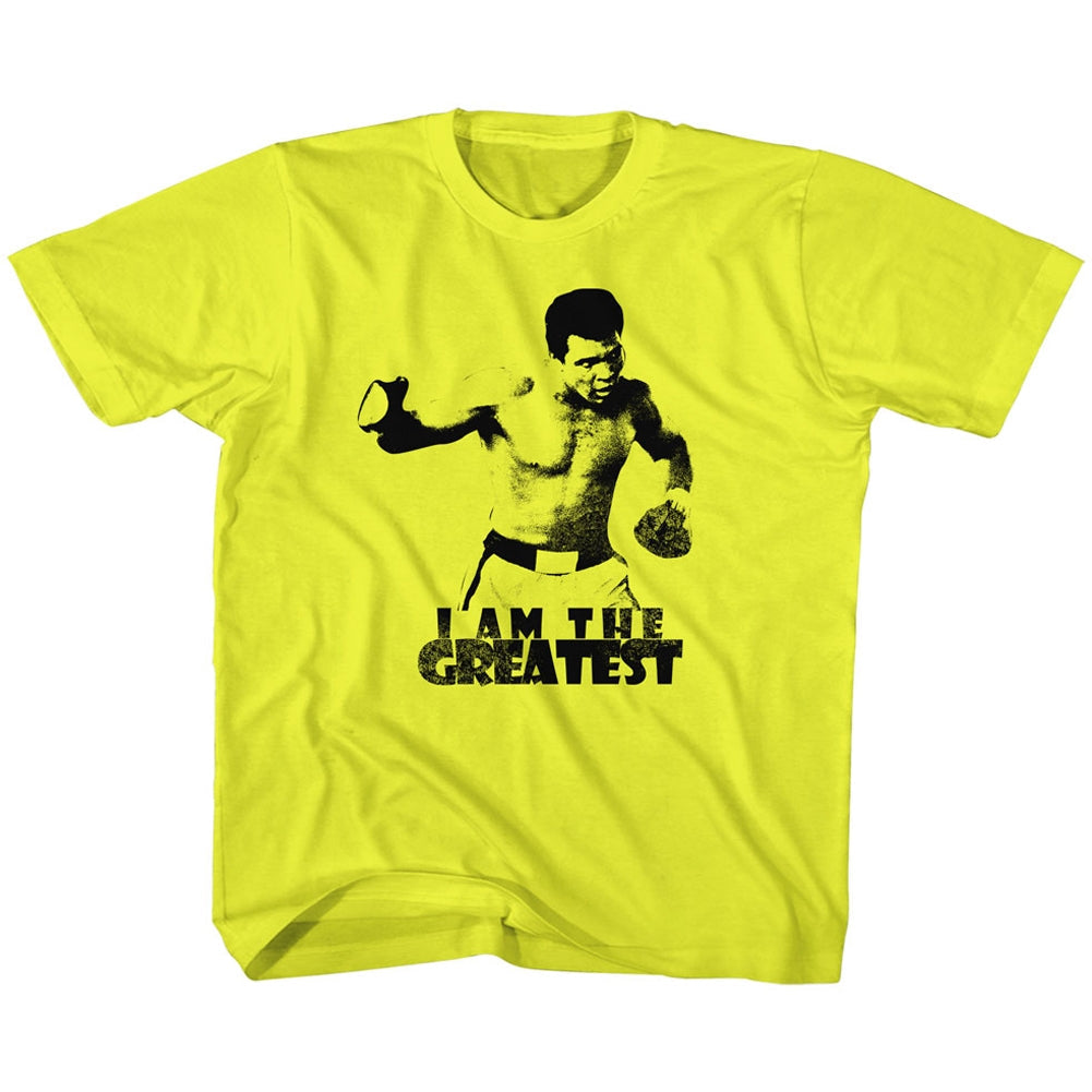 Muhammad Ali Toddler S/S T-Shirt - I Am The Greatest - Solid Yellow Hoodie, Sweatshirt | CiraTrend.com