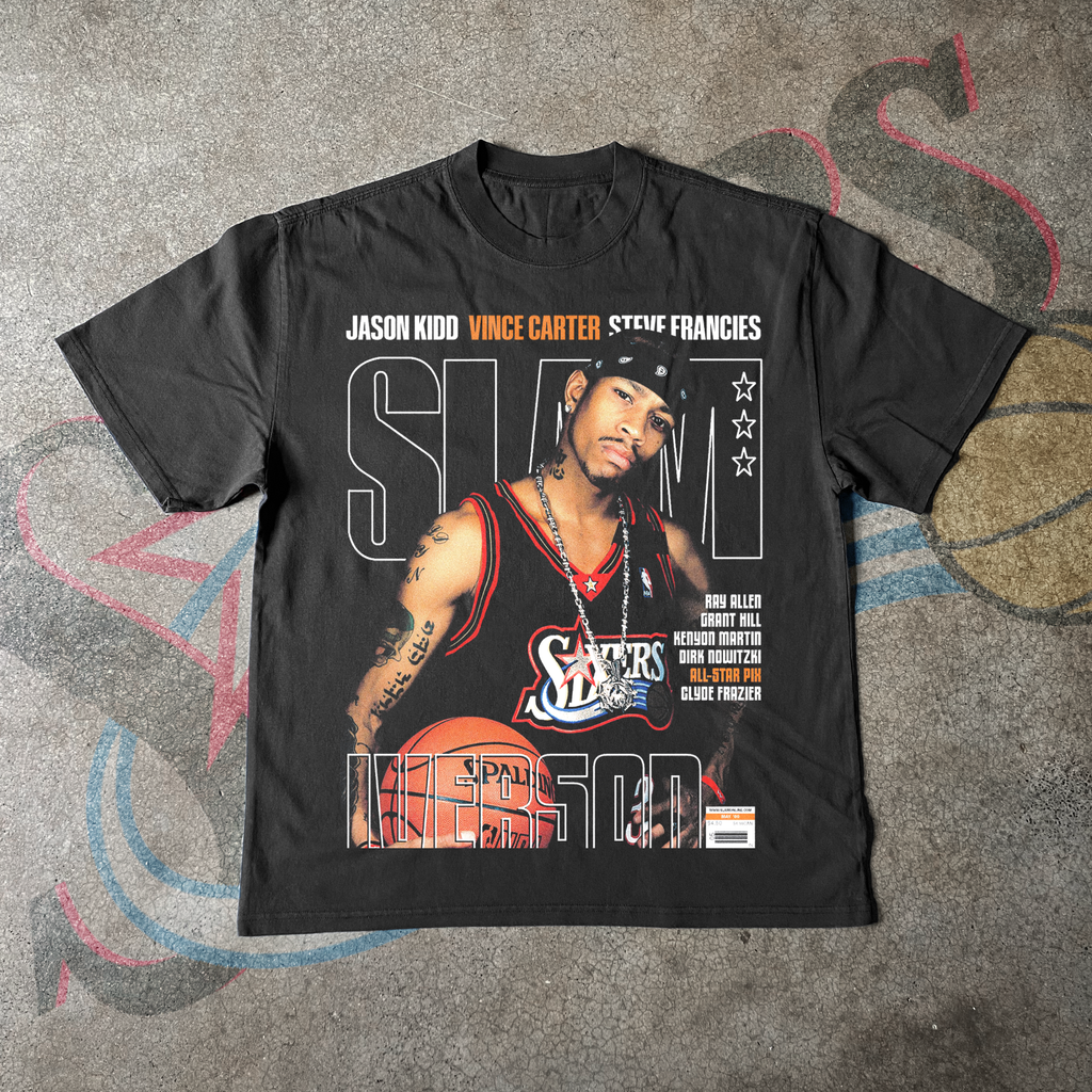ALLEN IVERSON 'SLAM MAGAZINE' MAY 2000 COVER BLACK HEAVYWEIGHT T-SHIRT Hoodie, Sweatshirt | CiraTrend.com (Image 1)