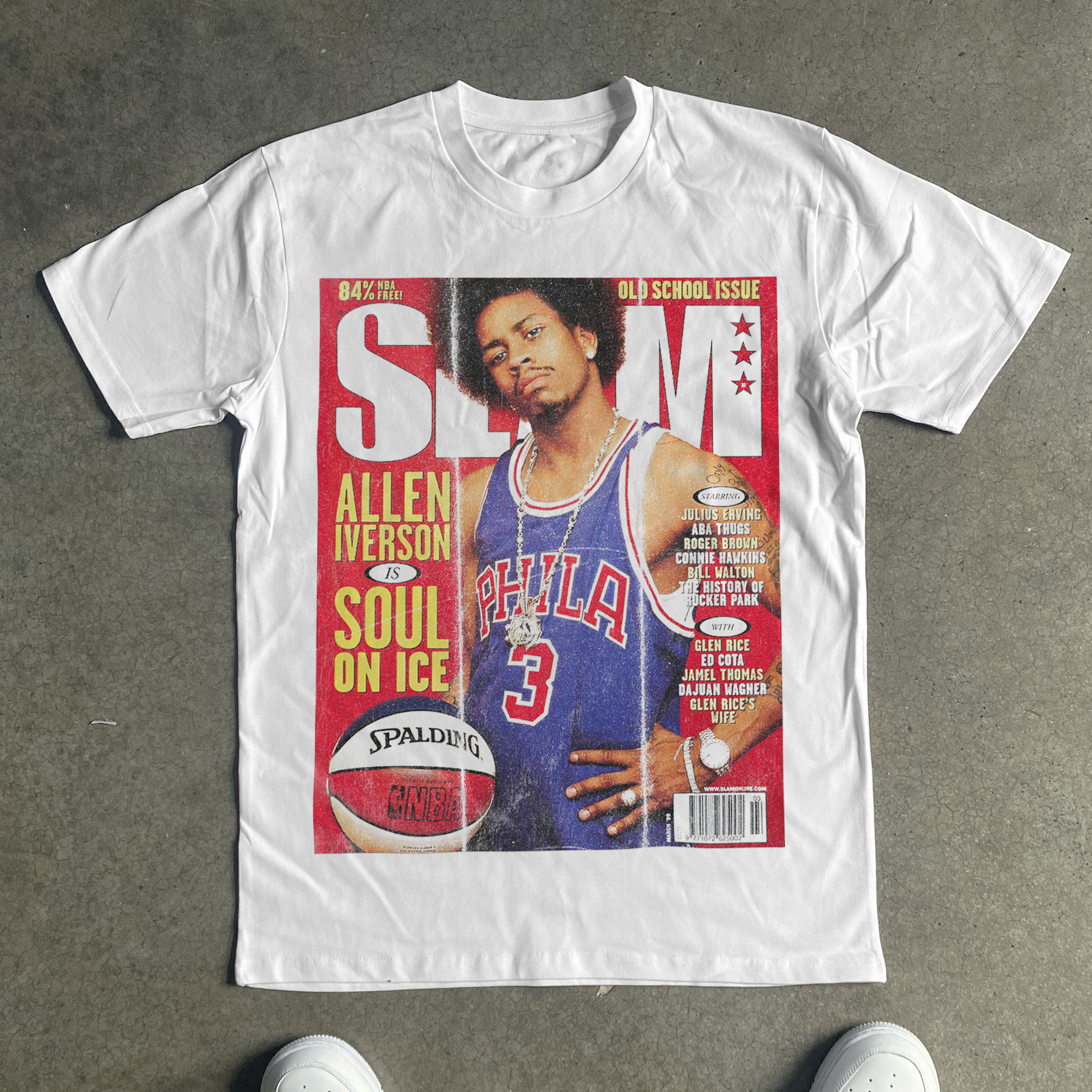 ALLEN IVERSON 'SLAM MAGAZINE' MARCH 99 COVER WHITE HEAVYWEIGHT T-SHIRT Hoodie, Sweatshirt | CiraTrend.com (Image 1)