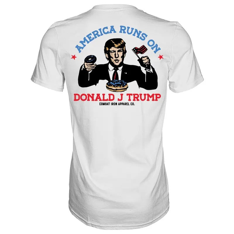 AMERICA RUN'S ON DONALD J. TRUMP MEN'S T-SHIRT, HUMOR SHIRTS, FUNNY TEE SHIRT Hoodie, Sweatshirt | CiraTrend.com