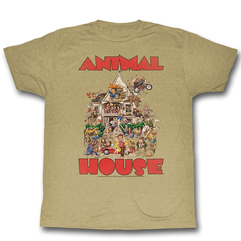 Animal House Mens S/S T-Shirt - The House - Heather Khaki Heather Hoodie, Sweatshirt | CiraTrend.com