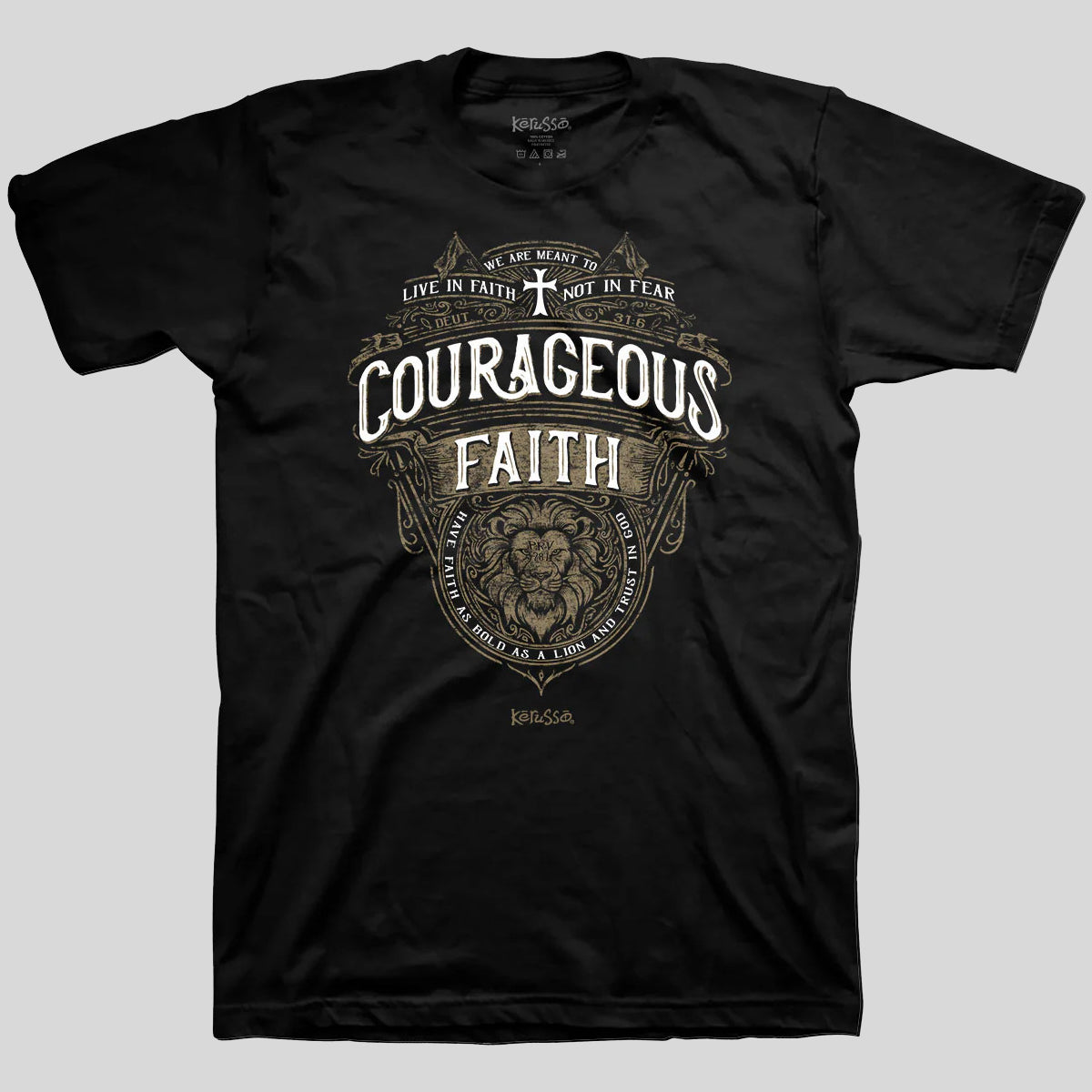 Kerusso Christian T-Shirt Courageous Faith Proverbs 28:1 Hoodie, Sweatshirt | CiraTrend.com (Image 1)