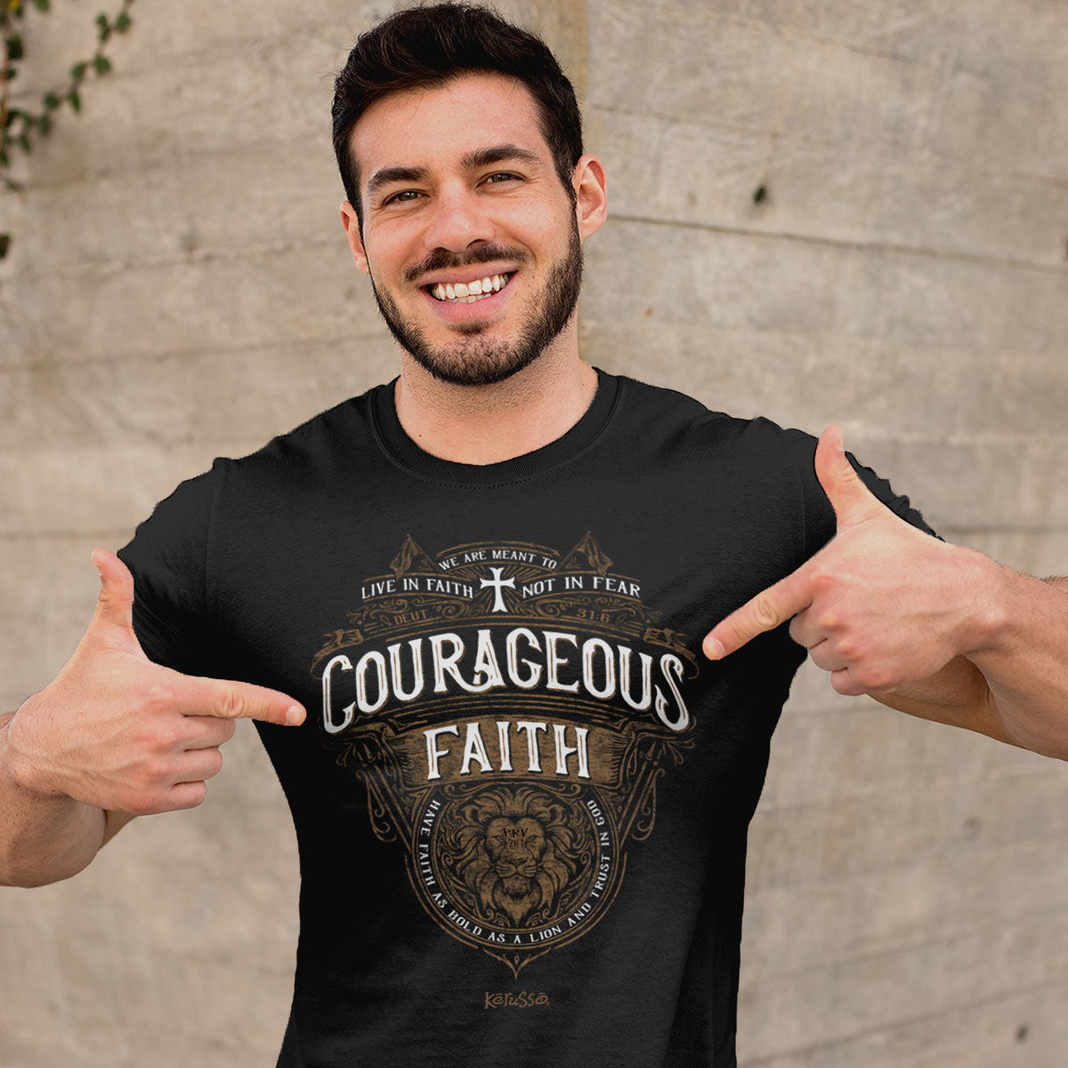 Kerusso Christian T-Shirt Courageous Faith Proverbs 28:1 Hoodie, Sweatshirt | CiraTrend.com (Image 3)