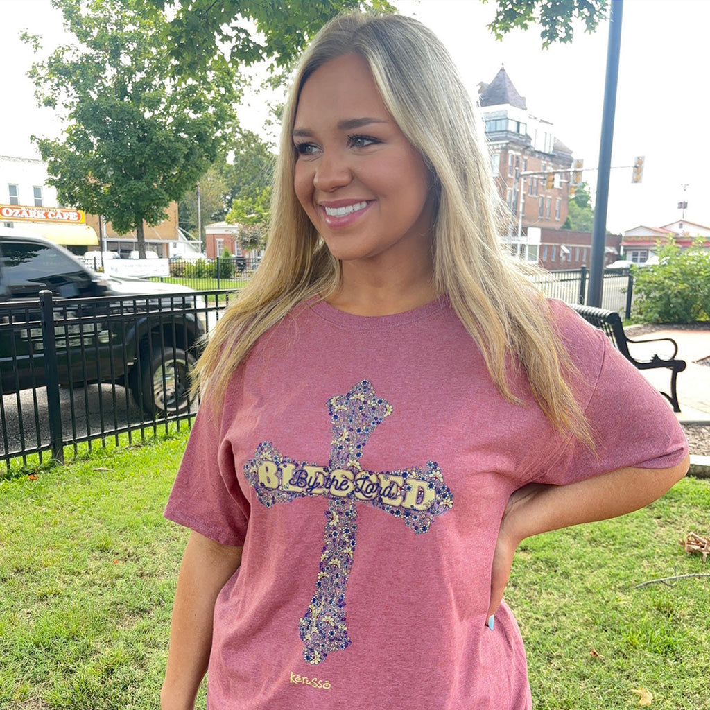 Kerusso Womens T-Shirt Blessed Cross Hoodie, Sweatshirt | CiraTrend.com (Image 3)