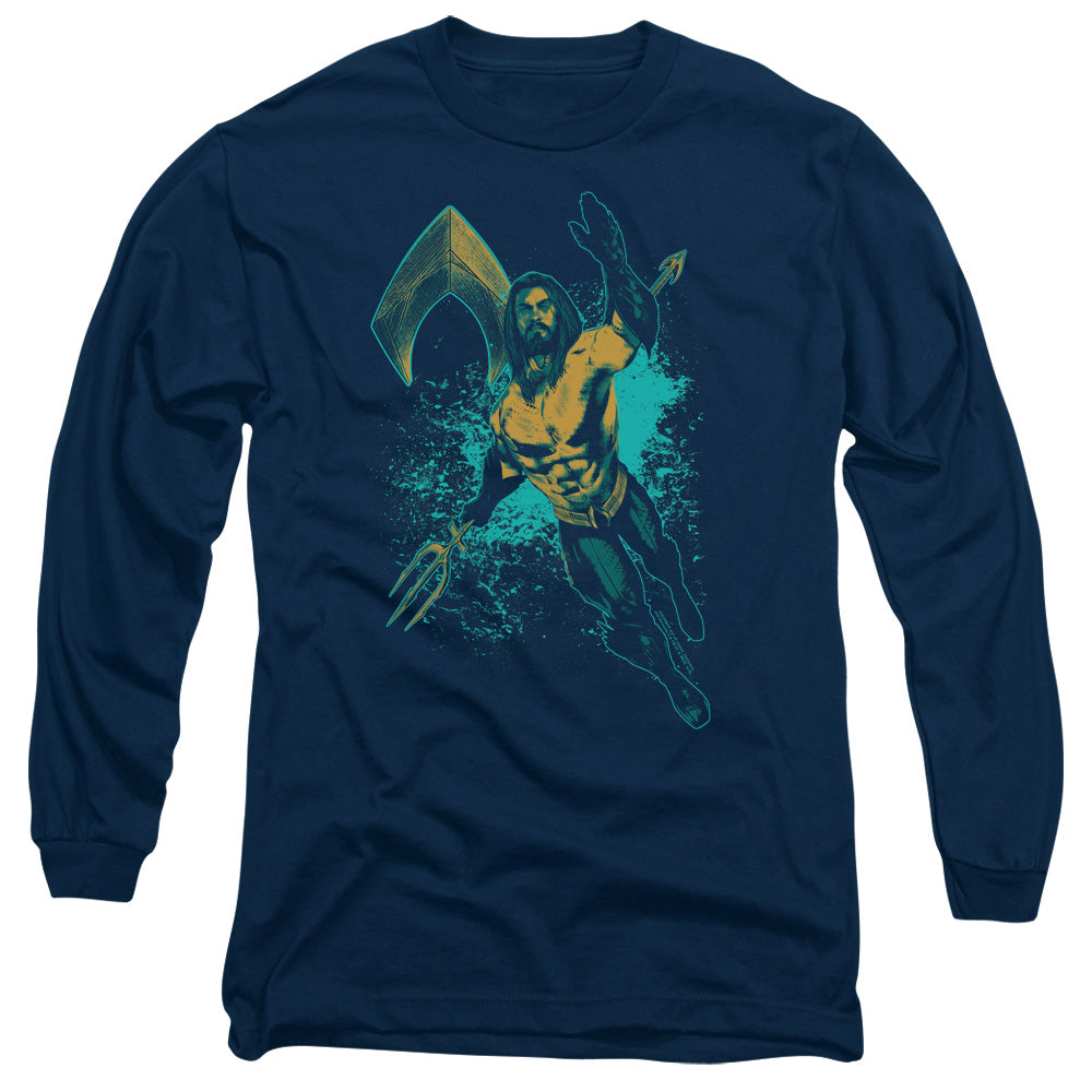 Aquaman Movie Make A Splash Mens Long Sleeve Shirt Navy Hoodie, Sweatshirt | CiraTrend.com (Image 1)