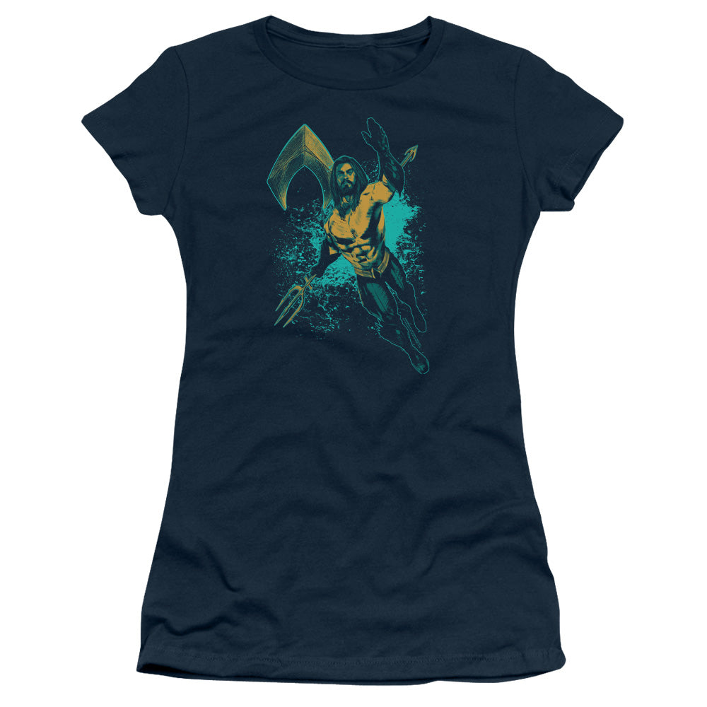Aquaman Movie Make A Splash Junior Sheer Cap Sleeve Womens T Shirt Navy Blue Hoodie, Sweatshirt | CiraTrend.com