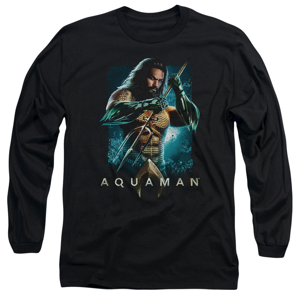 Aquaman Movie Trident Mens Long Sleeve Shirt Black Hoodie, Sweatshirt | CiraTrend.com (Image 2)