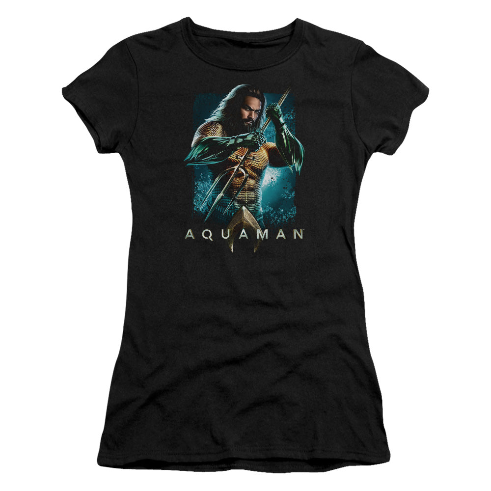 Aquaman Movie Trident Junior Sheer Cap Sleeve Womens T Shirt Black Hoodie, Sweatshirt | CiraTrend.com