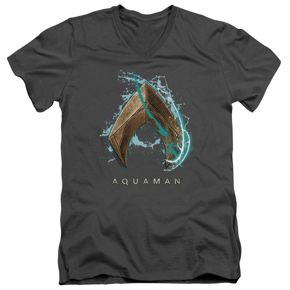 Aquaman Movie Water Shield Mens Slim Fit V-Neck T Shirt Charcoal Hoodie, Sweatshirt | CiraTrend.com