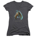 Aquaman Movie Water Shield Junior Sheer Cap Sleeve V-Neck Womens T Shirt Charcoal Hoodie, Sweatshirt | CiraTrend.com