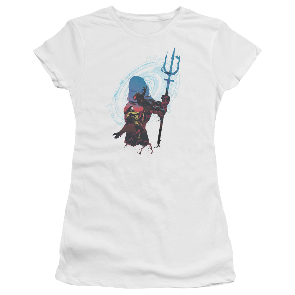 Aquaman Movie Silhouette Junior Sheer Cap Sleeve Womens T Shirt White Hoodie, Sweatshirt | CiraTrend.com