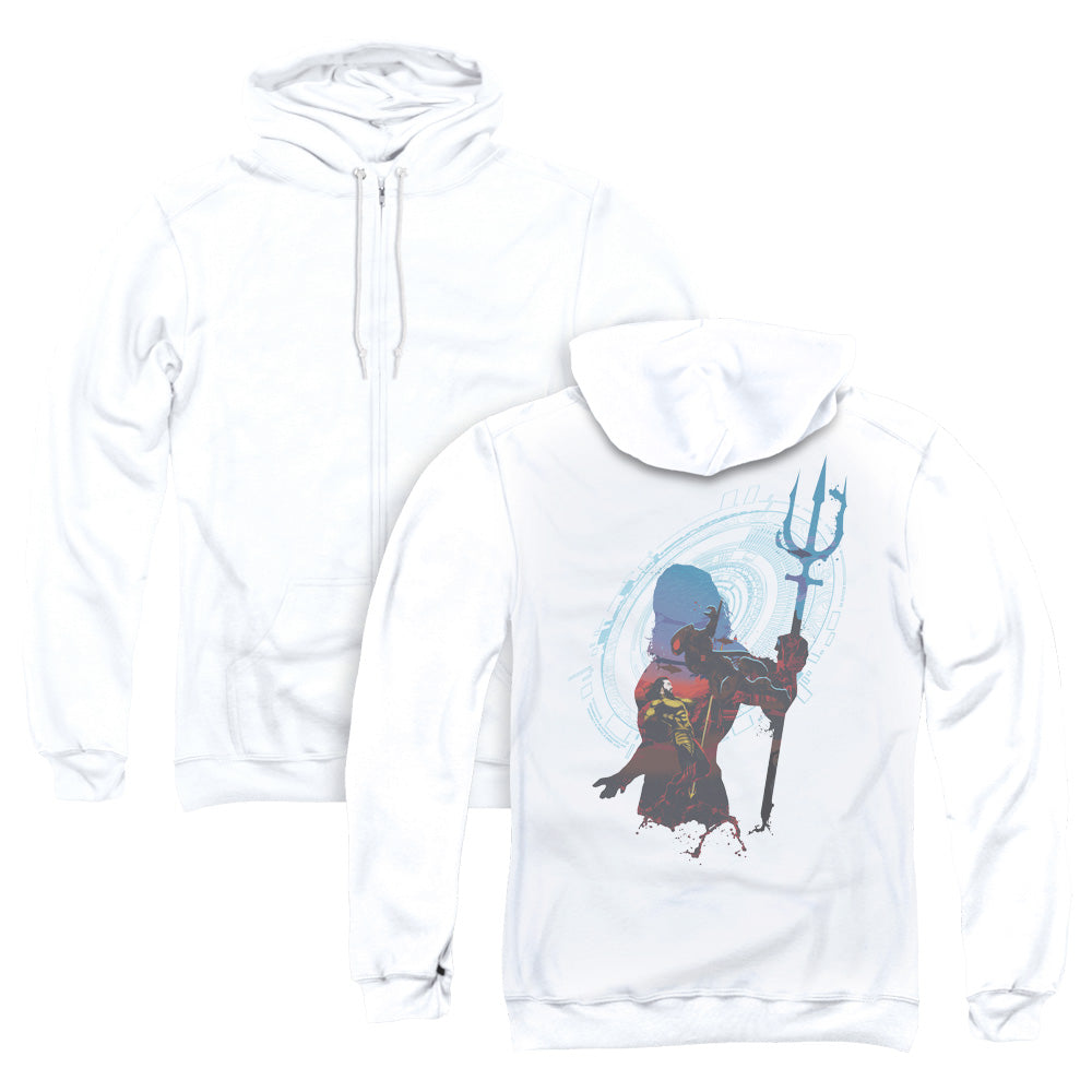 Aquaman Movie Silhouette Back Print Zipper Mens Hoodie White T-Shirts, Sweatshirt | CiraTrend.com (Image 1)