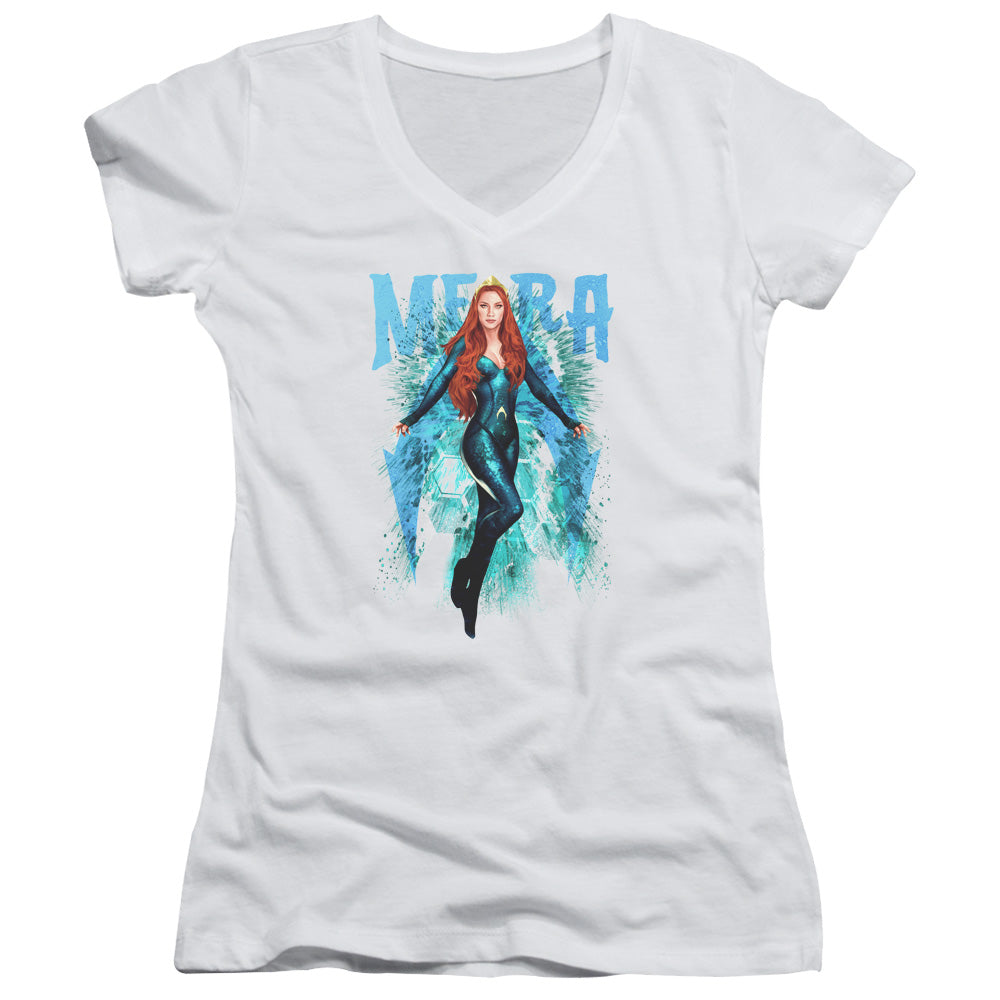 Aquaman Movie Mera Junior Sheer Cap Sleeve V-Neck Womens T Shirt White Hoodie, Sweatshirt | CiraTrend.com