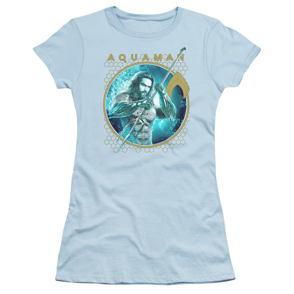 Aquaman Movie Trident Of Neptune Junior Sheer Cap Sleeve Womens T Shirt Light Blue Hoodie, Sweatshirt | CiraTrend.com