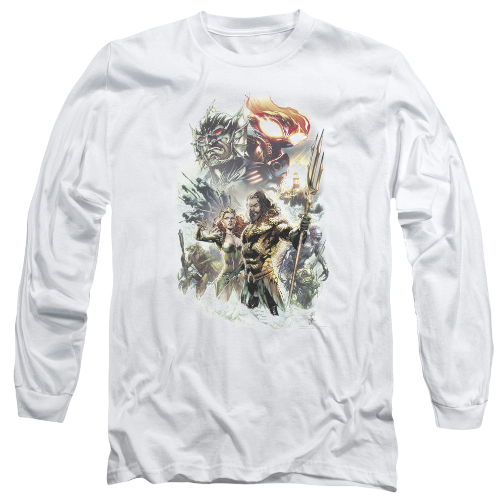 Aquaman Movie King Of Atlantis Mens Long Sleeve Shirt White Hoodie, Sweatshirt | CiraTrend.com (Image 1)
