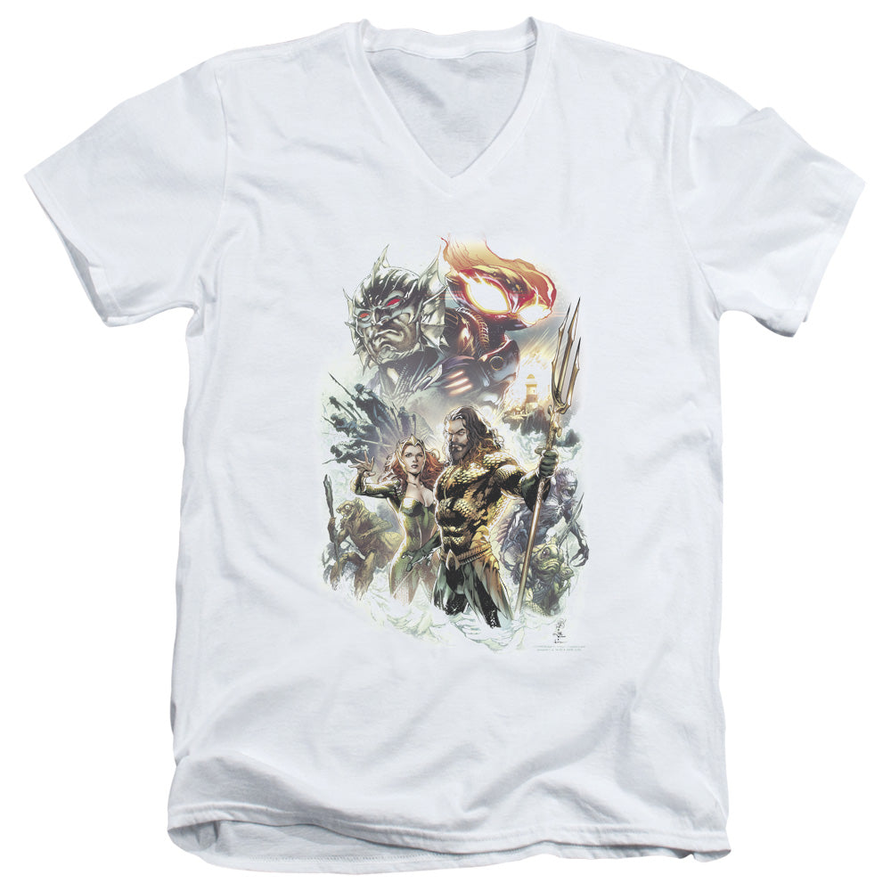 Aquaman Movie King Of Atlantis Mens Slim Fit V-Neck T Shirt White Hoodie, Sweatshirt | CiraTrend.com