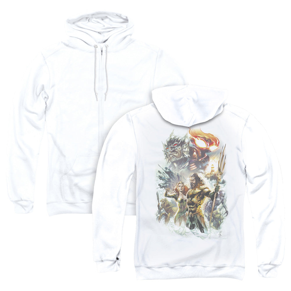 Aquaman Movie King Of Atlantis Back Print Zipper Mens Hoodie White T-Shirts, Sweatshirt | CiraTrend.com (Image 1)