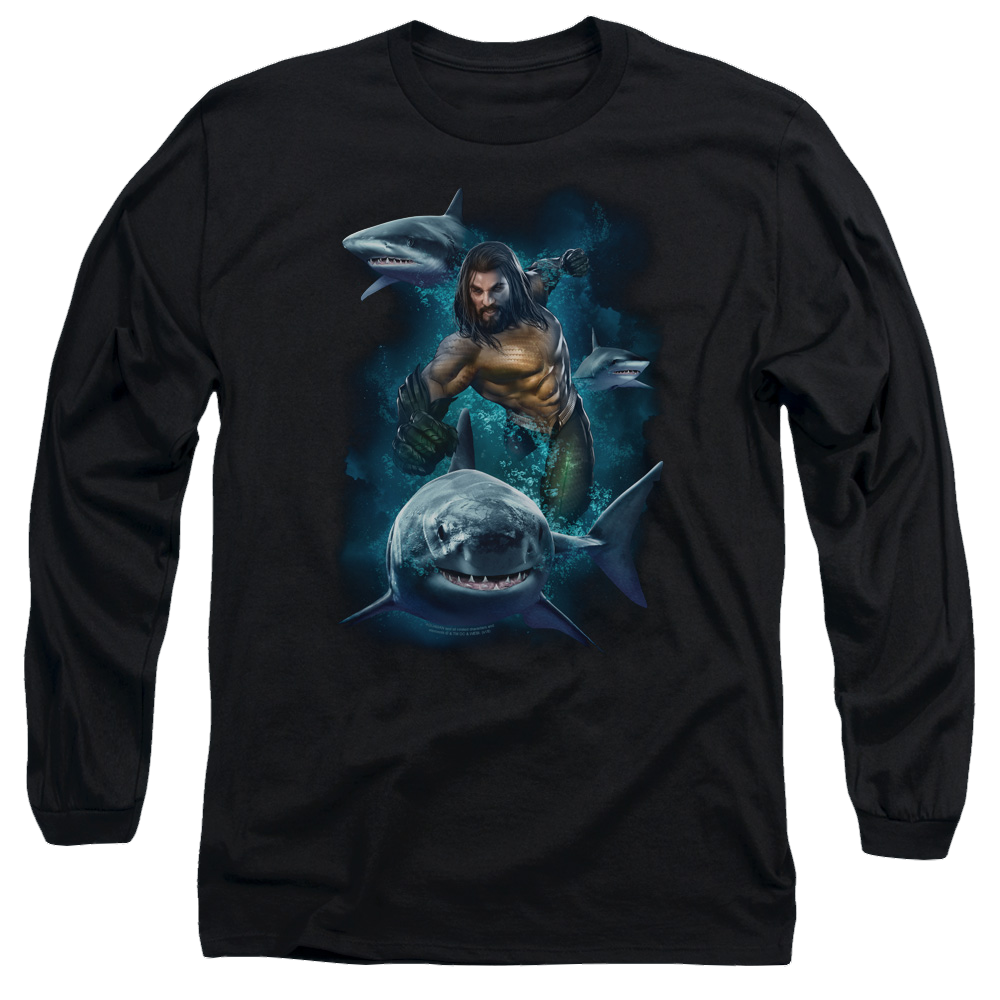 Aquaman Movie Swimming With Sharks - Men's Long Sleeve T-Shirt Hoodie, Sweatshirt | CiraTrend.com