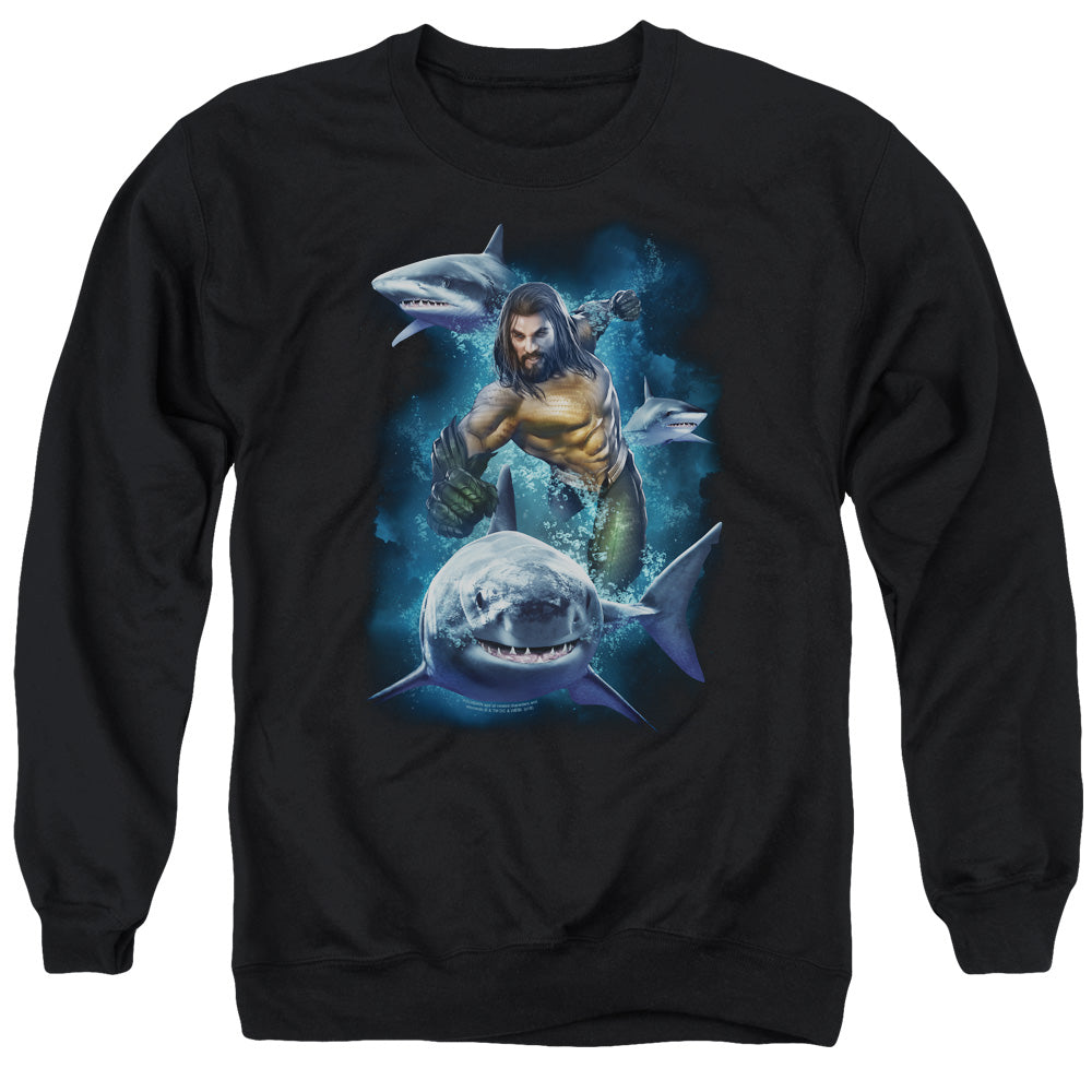 Aquaman Movie Swimming With Sharks Mens Crewneck Sweatshirt Black T-Shirts, Hoodie | CiraTrend.com