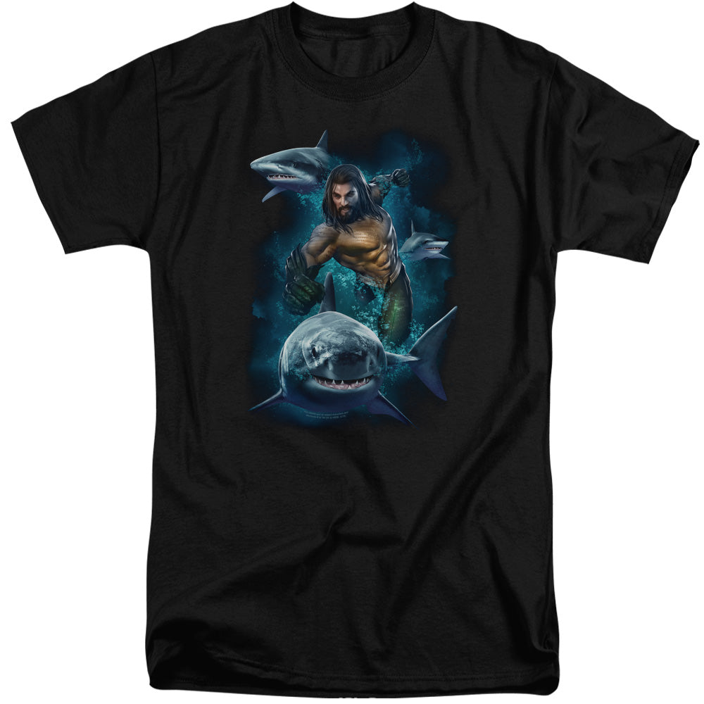 Aquaman Movie Swimming With Sharks Mens Tall T Shirt Black Hoodie, Sweatshirt | CiraTrend.com (Image 1)