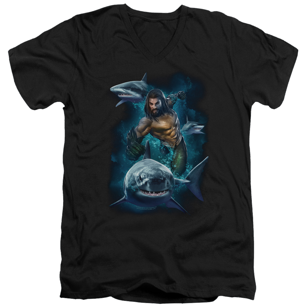 Aquaman Movie Swimming With Sharks - Men's V-Neck T-Shirt Hoodie, Sweatshirt | CiraTrend.com
