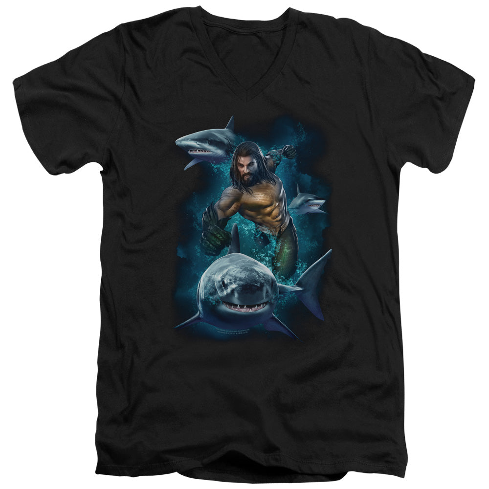 Aquaman Movie Swimming With Sharks Mens Slim Fit V-Neck T Shirt Black Hoodie, Sweatshirt | CiraTrend.com